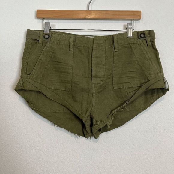 One Teaspoon Army Green Militaire Bandits Denim Jean Shorts Women's Size 28 - Picture 2 of 6